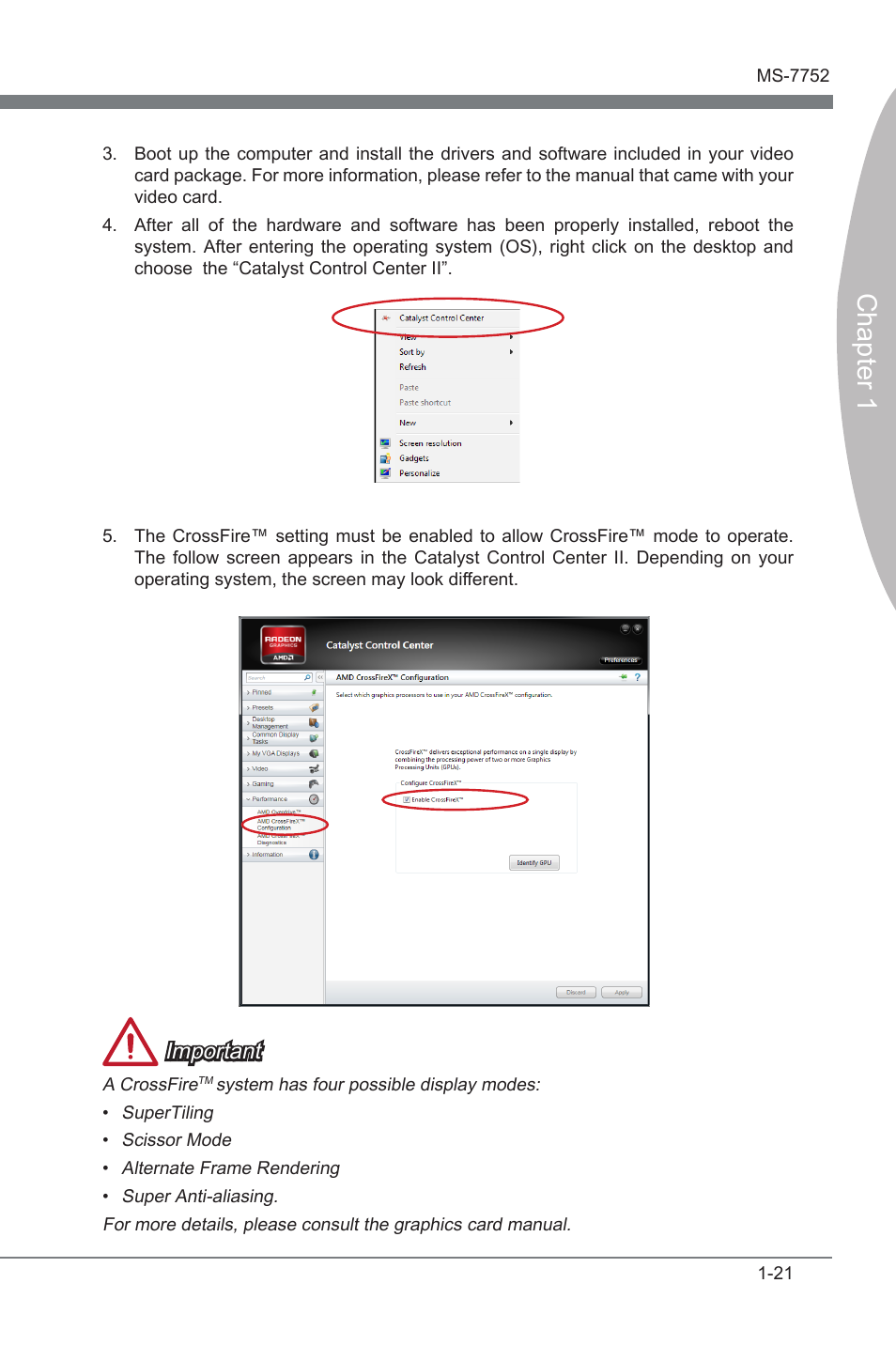 Chapter 1, Important | MSI Z77A-G45 GAMING User Manual | Page 33 / 96