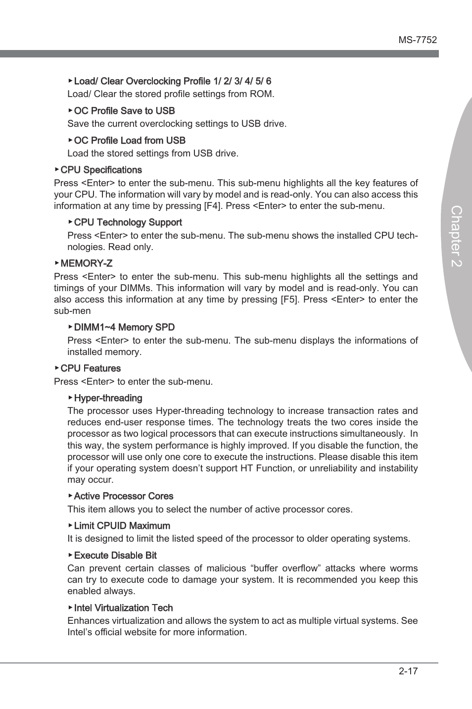 Chapter 2 | MSI Z77A-G45 GAMING User Manual | Page 63 / 96