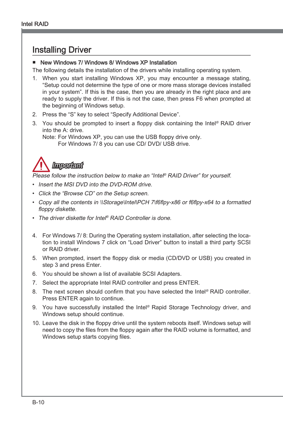 Installng drver, Important | MSI Z77A-G45 GAMING User Manual | Page 86 / 96