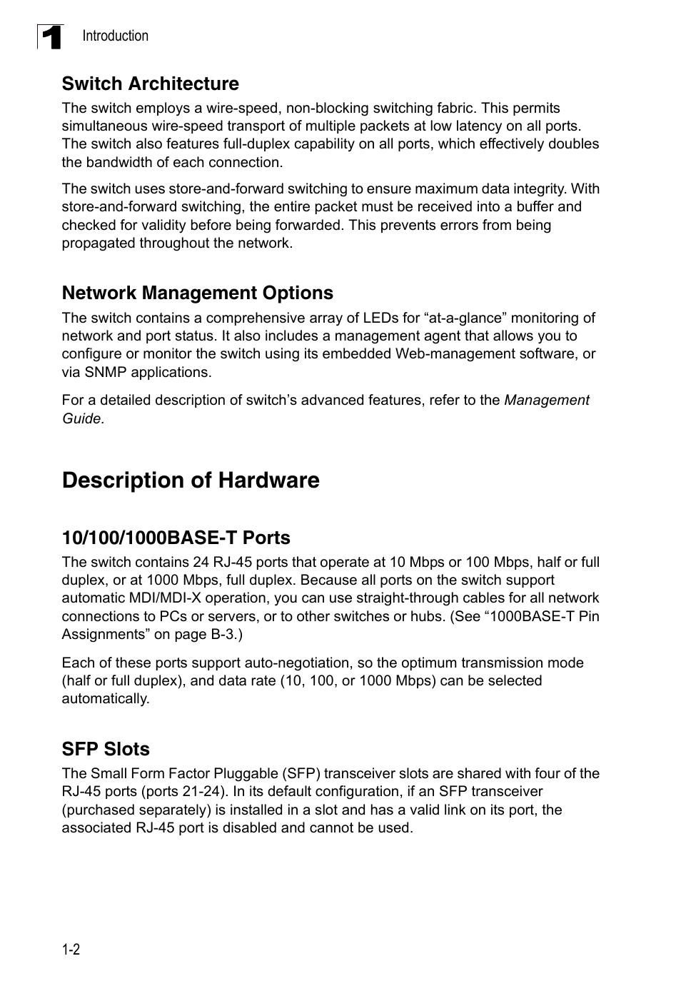 Description of hardware | Accton Technology Edge-corE 24-Port Gigabit Ethernet Lite Switch ES4324 User Manual | Page 18 / 60