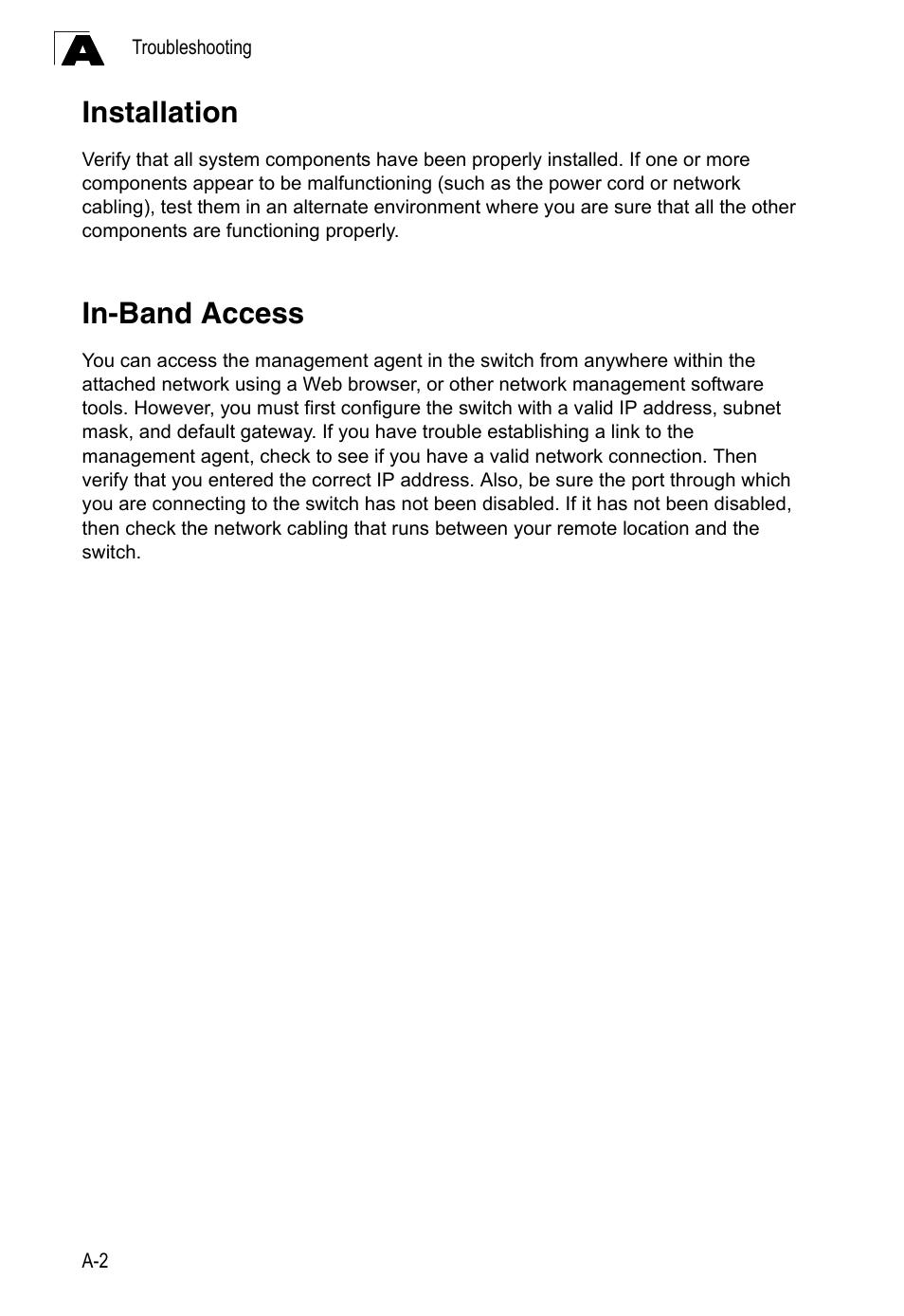 Installation, In-band access | Accton Technology Edge-corE 24-Port Gigabit Ethernet Lite Switch ES4324 User Manual | Page 44 / 60