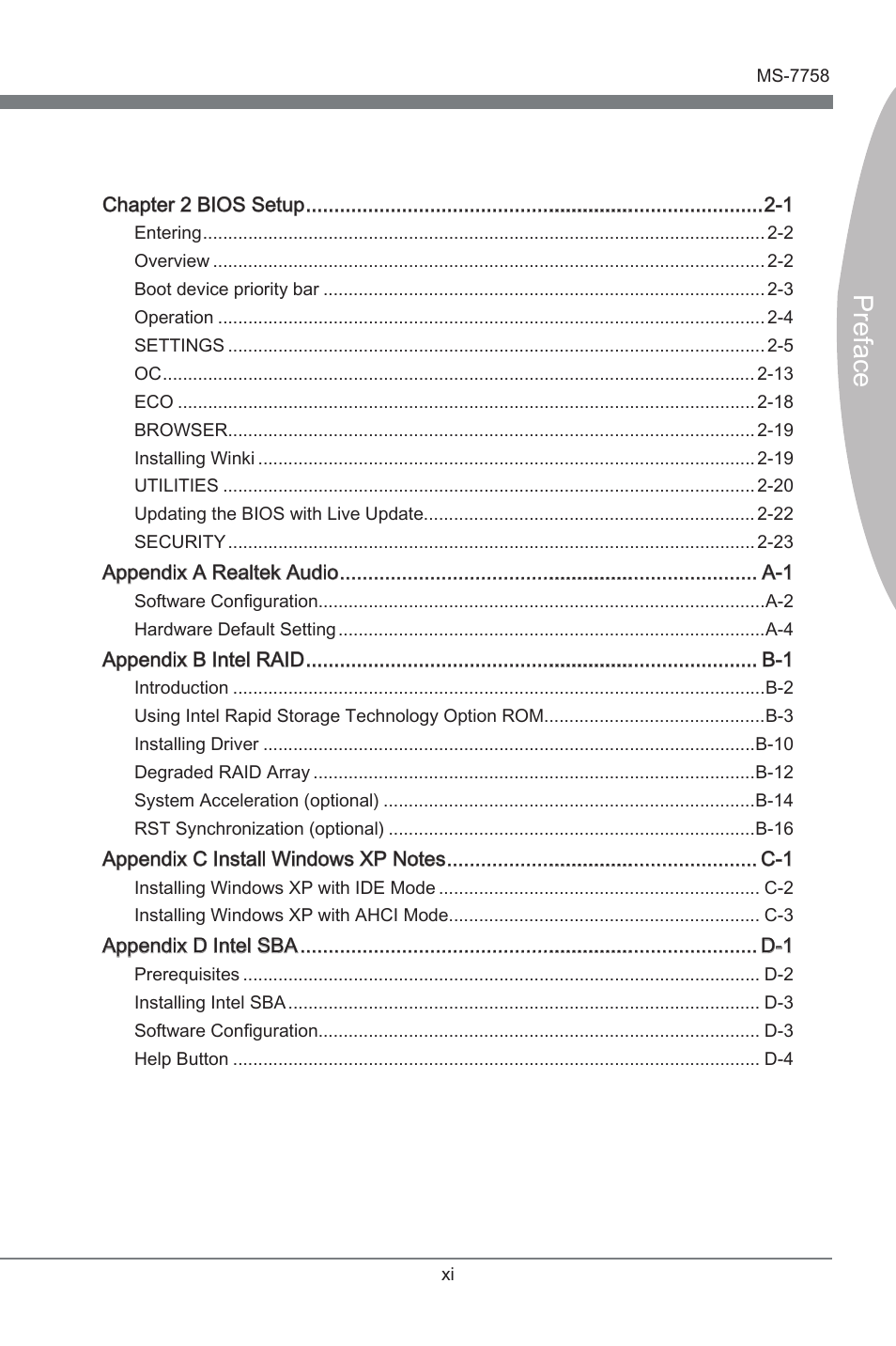 Preface | MSI Z77A-G43 GAMING User Manual | Page 11 / 98
