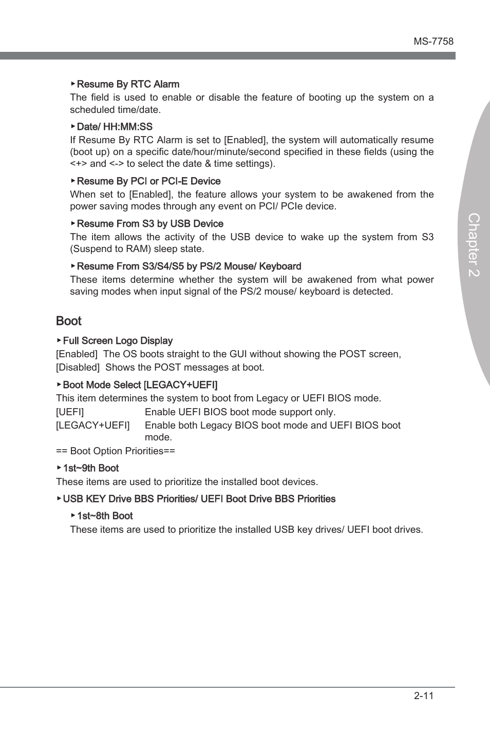 Chapter 2, Boot | MSI Z77A-G43 GAMING User Manual | Page 55 / 98