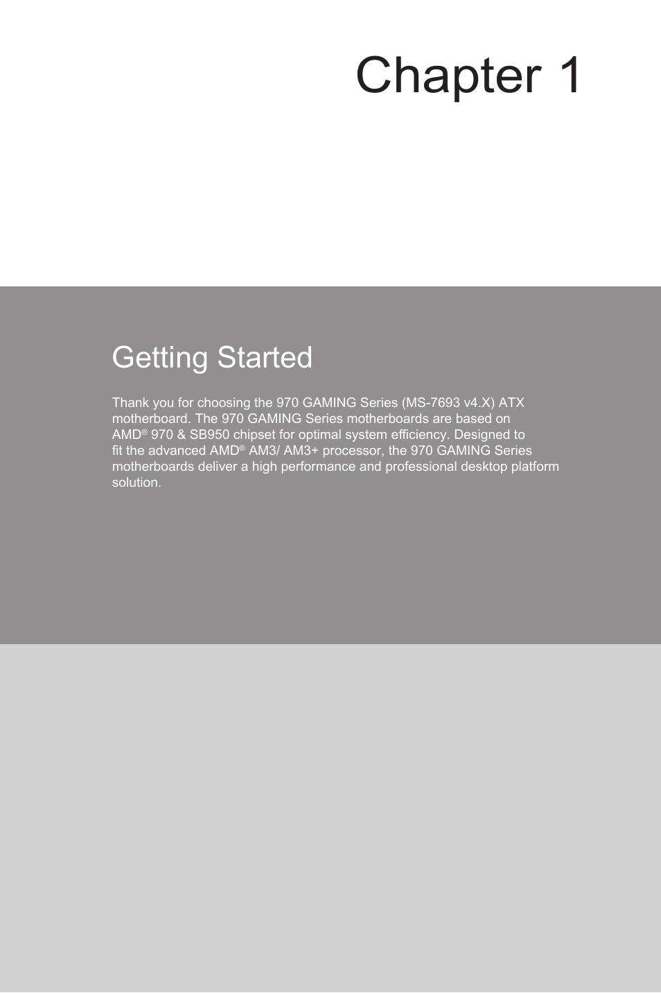 Chapter 1 getting started -1, Chapter 1, Getting started | MSI 970 GAMING User Manual | Page 15 / 90