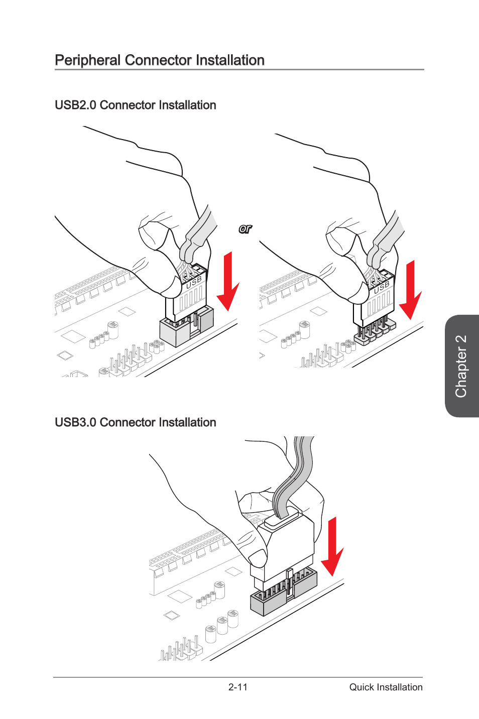 Peripheral connector installation -11, Chapter 2, Peripheral connector installation | 11 quick installation | MSI 970 GAMING User Manual | Page 53 / 90