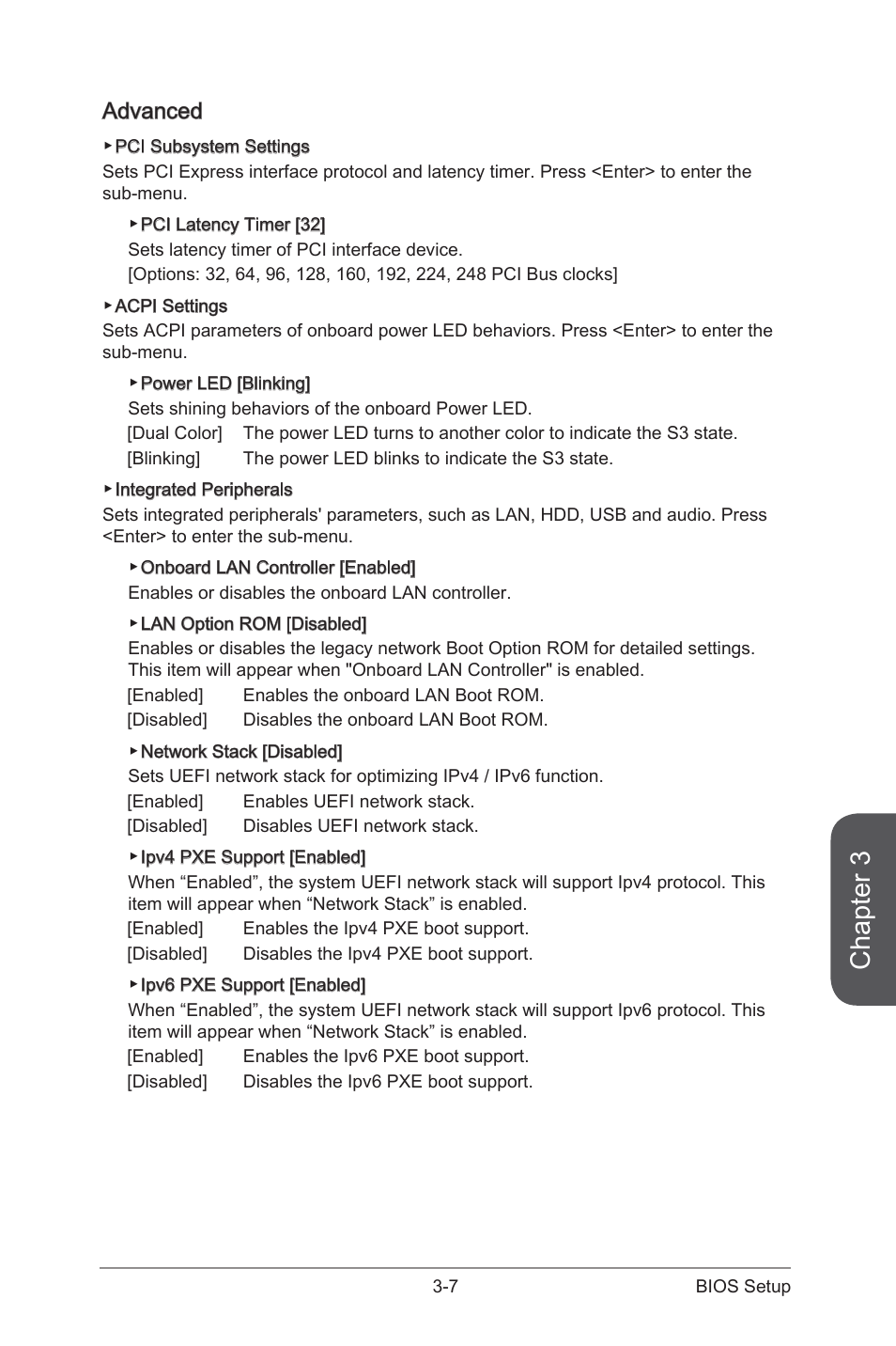 Advanced -7, Chapter 3, Advanced | MSI A88XM GAMING User Manual | Page 67 / 102