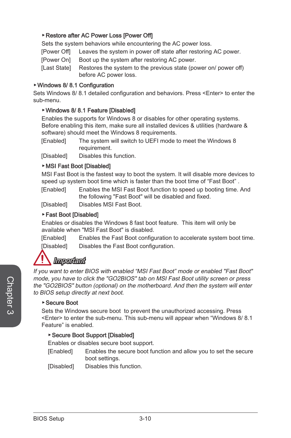 Chapter 3, Important | MSI A88XM GAMING User Manual | Page 70 / 102