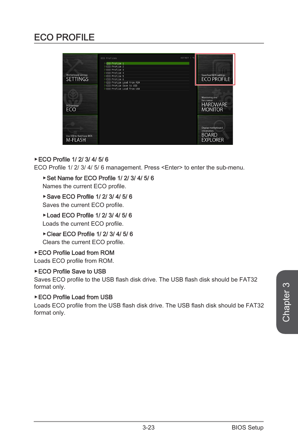 Eco profile -23, Chapter 3, Eco profile | MSI B85M ECO Manual User Manual | Page 79 / 102