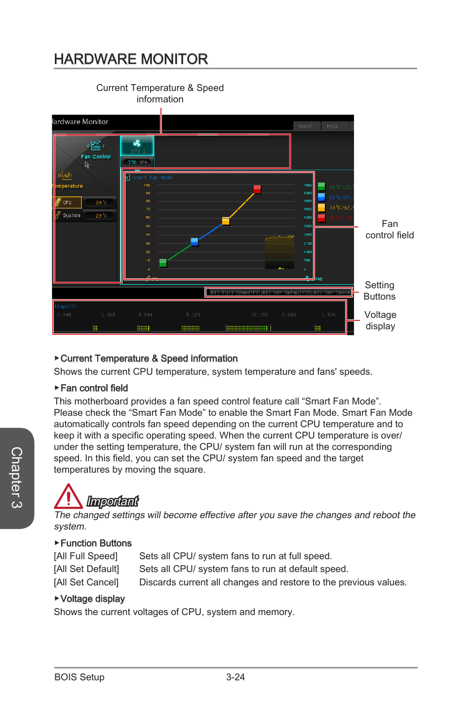 Hardware monitor -24, Chapter 3, Hardware monitor | Important | MSI B85M ECO Manual User Manual | Page 80 / 102
