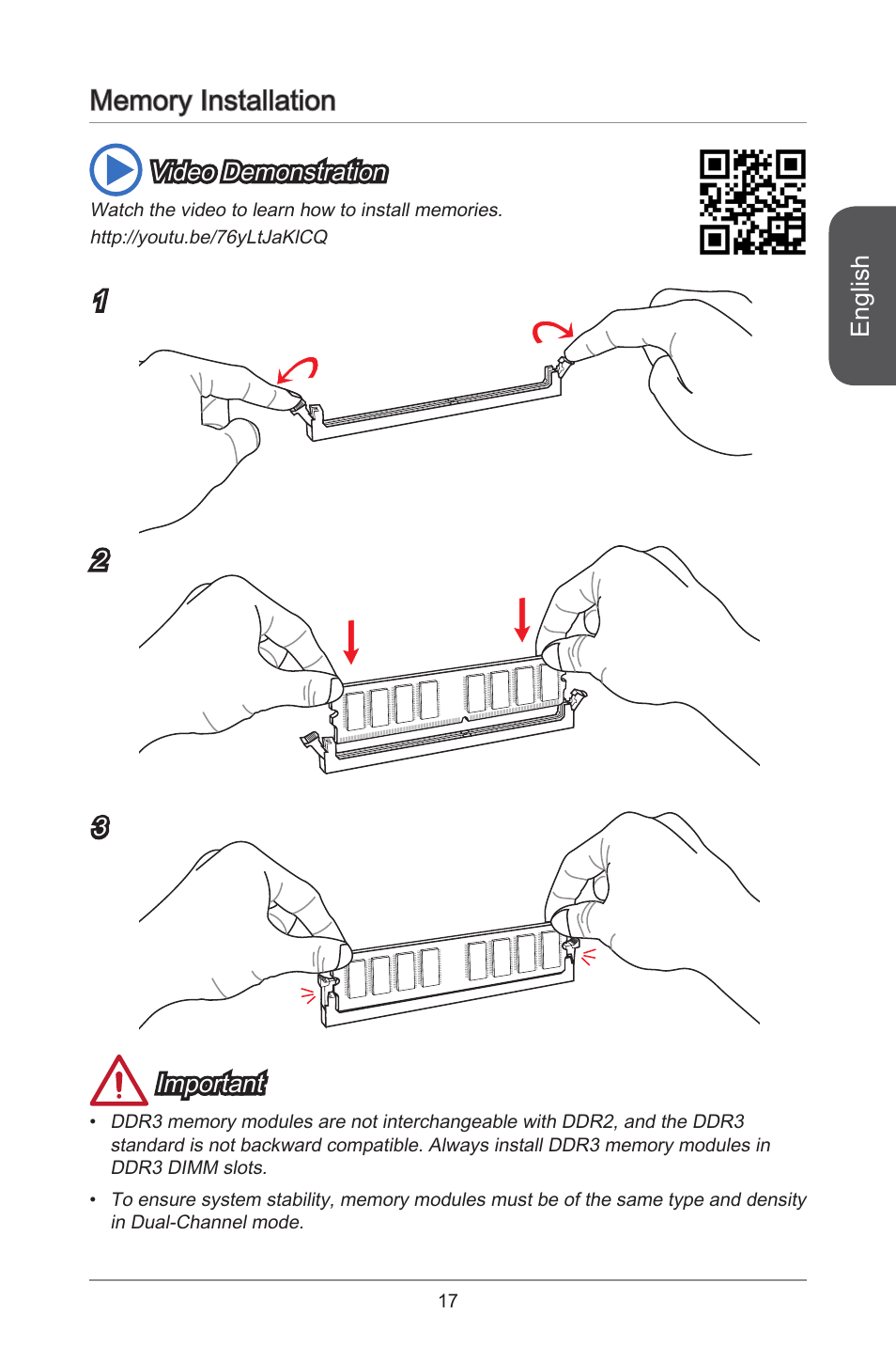 Memory installation | MSI H81M ECO Manual User Manual | Page 17 / 164