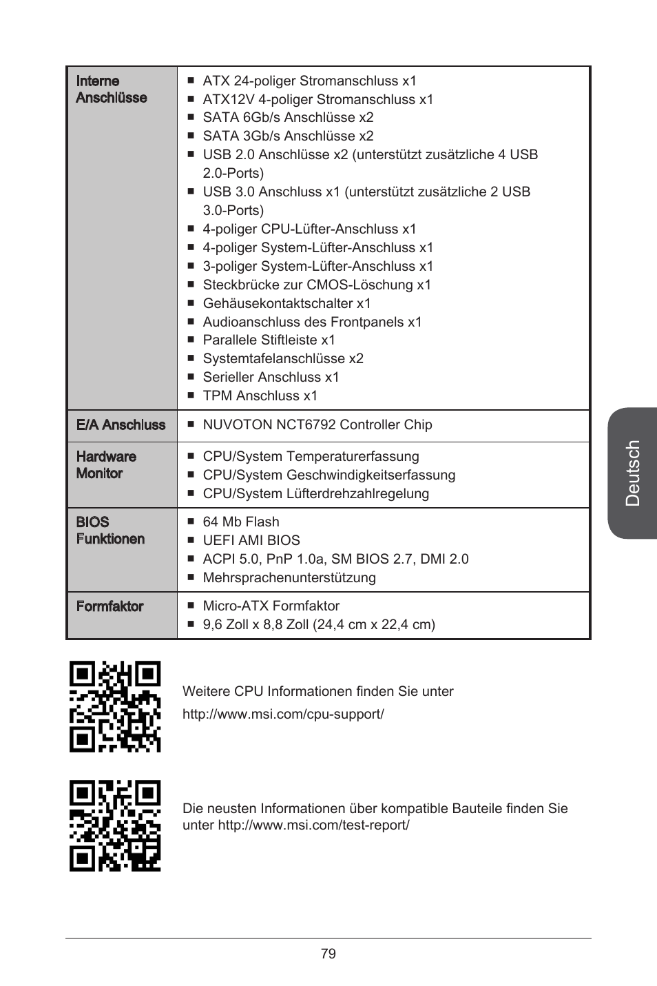 Deutsch | MSI H81M ECO Manual User Manual | Page 79 / 164