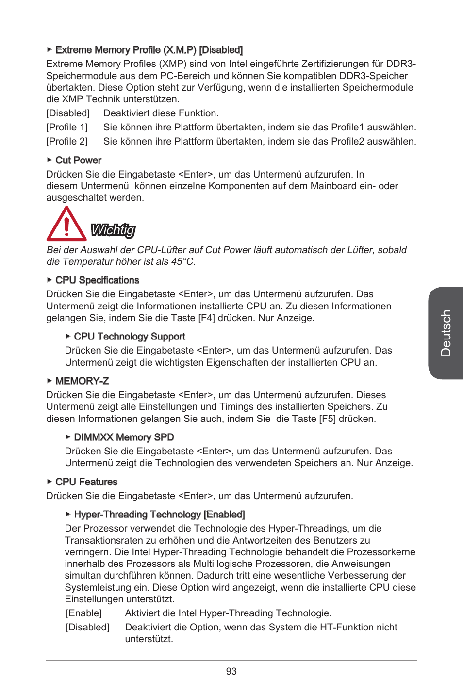 Deutsch, Wichtig | MSI H81M ECO Manual User Manual | Page 93 / 164