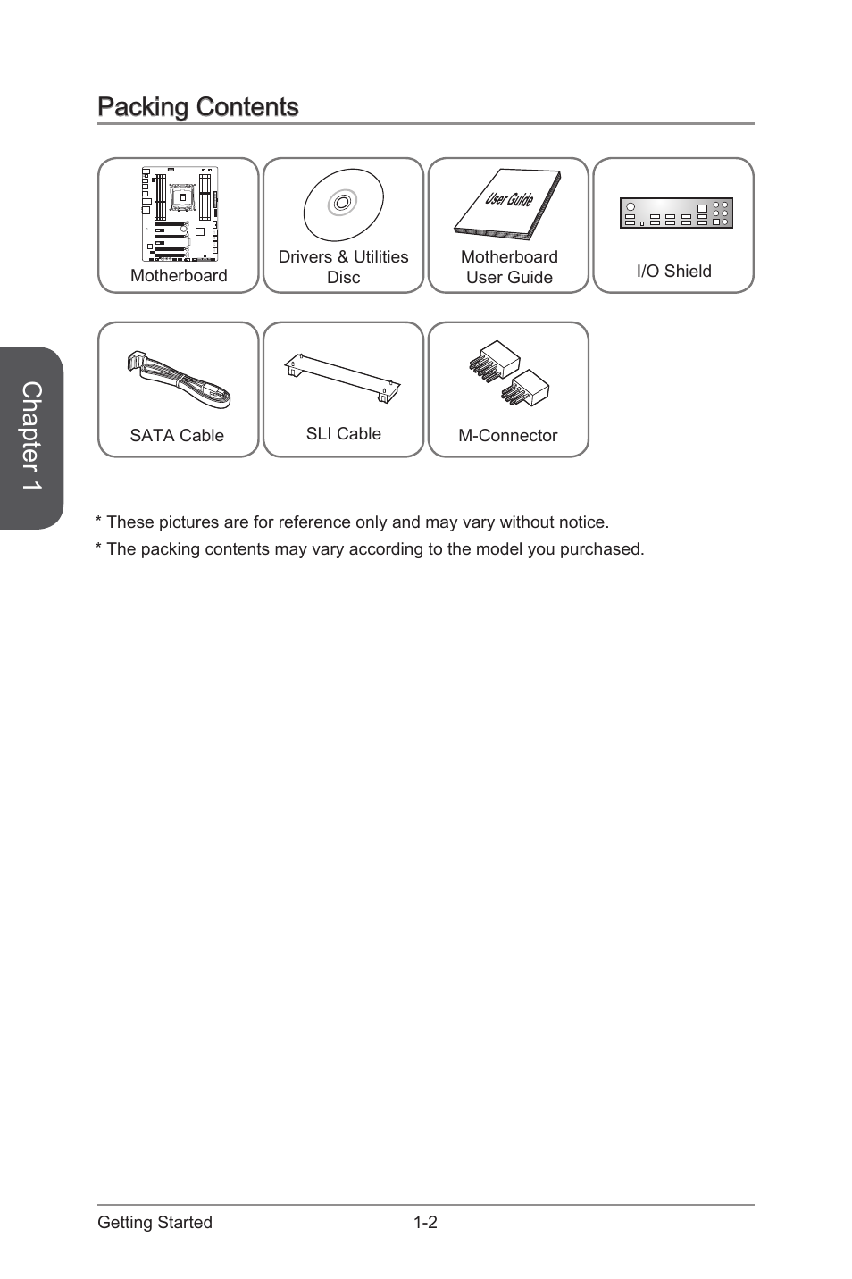 Packing contents, Packing contents -2, Chapter 1 | MSI X99S SLI PLUS Manual User Manual | Page 16 / 108