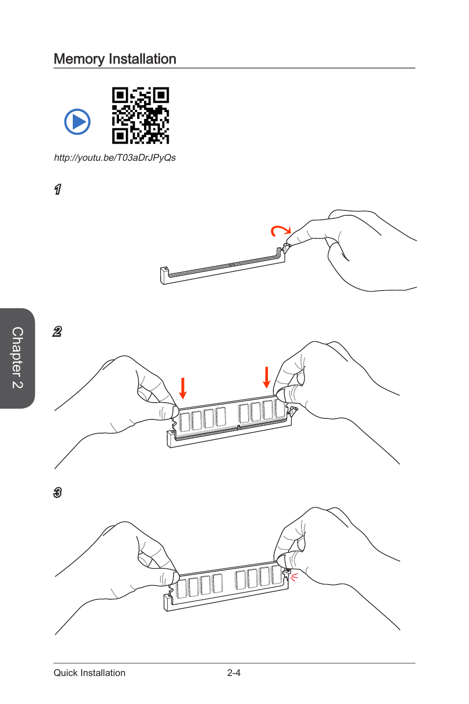 Memory installation, Memory installation -4, Chapter 2 | MSI X99S SLI PLUS Manual User Manual | Page 52 / 108