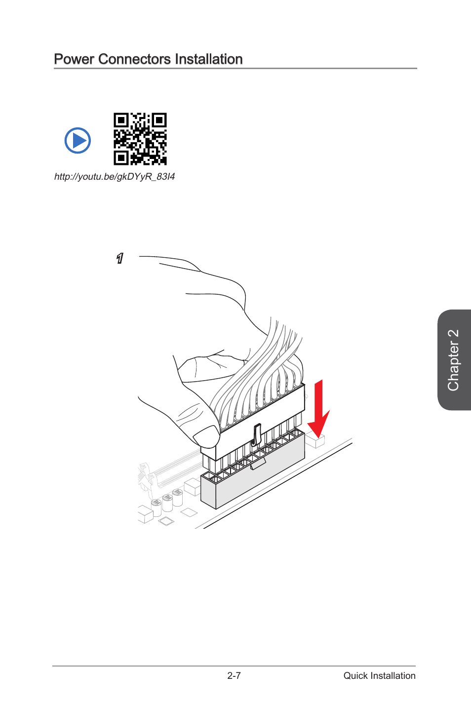 Power connectors installation, Power connectors installation -7, Chapter 2 | 7 quick installation | MSI X99S SLI PLUS Manual User Manual | Page 55 / 108