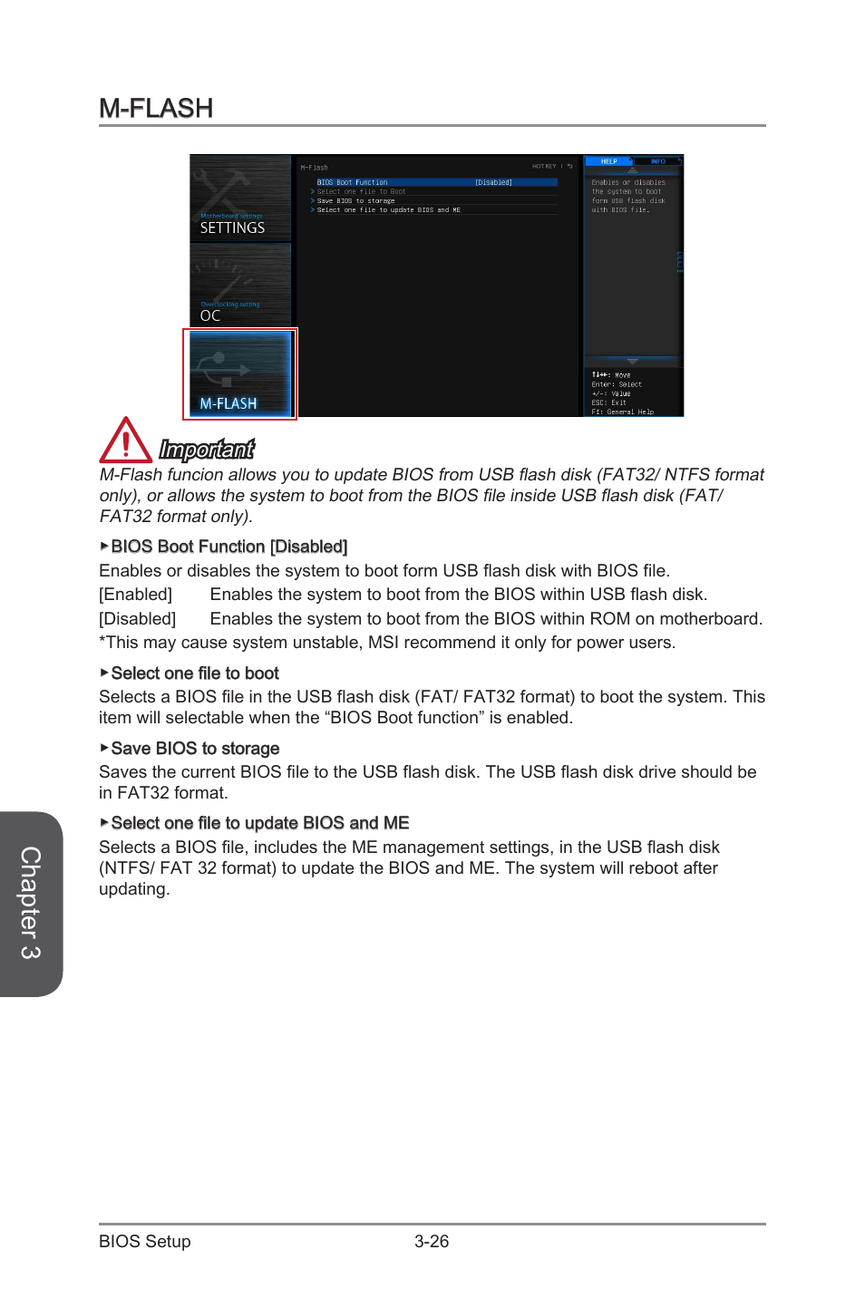 M-flash, M-flash -26, Chapter 3 | Important | MSI X99S SLI PLUS Manual User Manual | Page 88 / 108