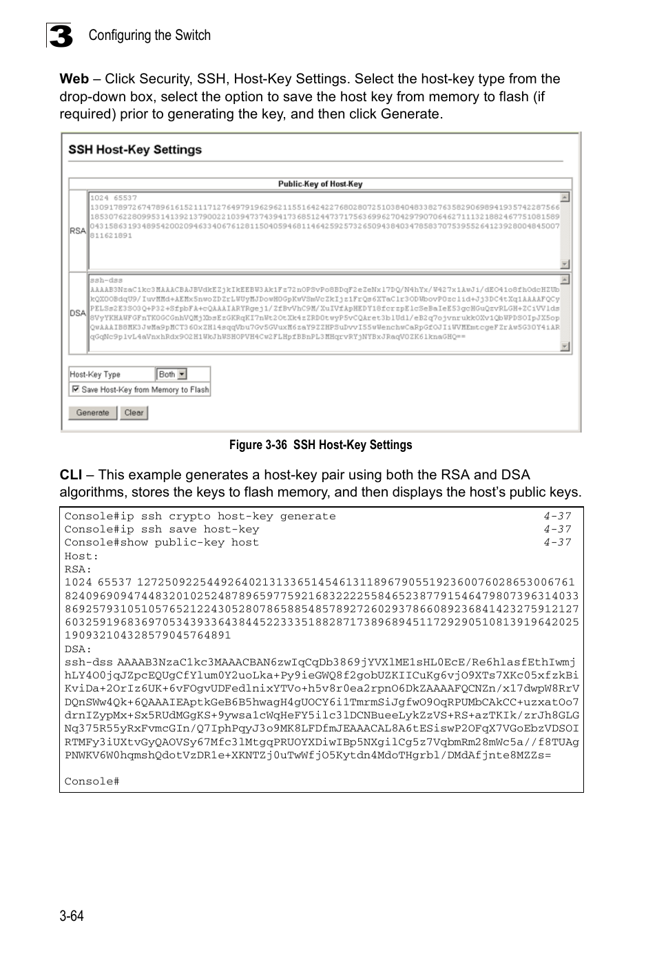 Figure 3-36 ssh host-key settings | Accton Technology ES3526XA User Manual | Page 108 / 512