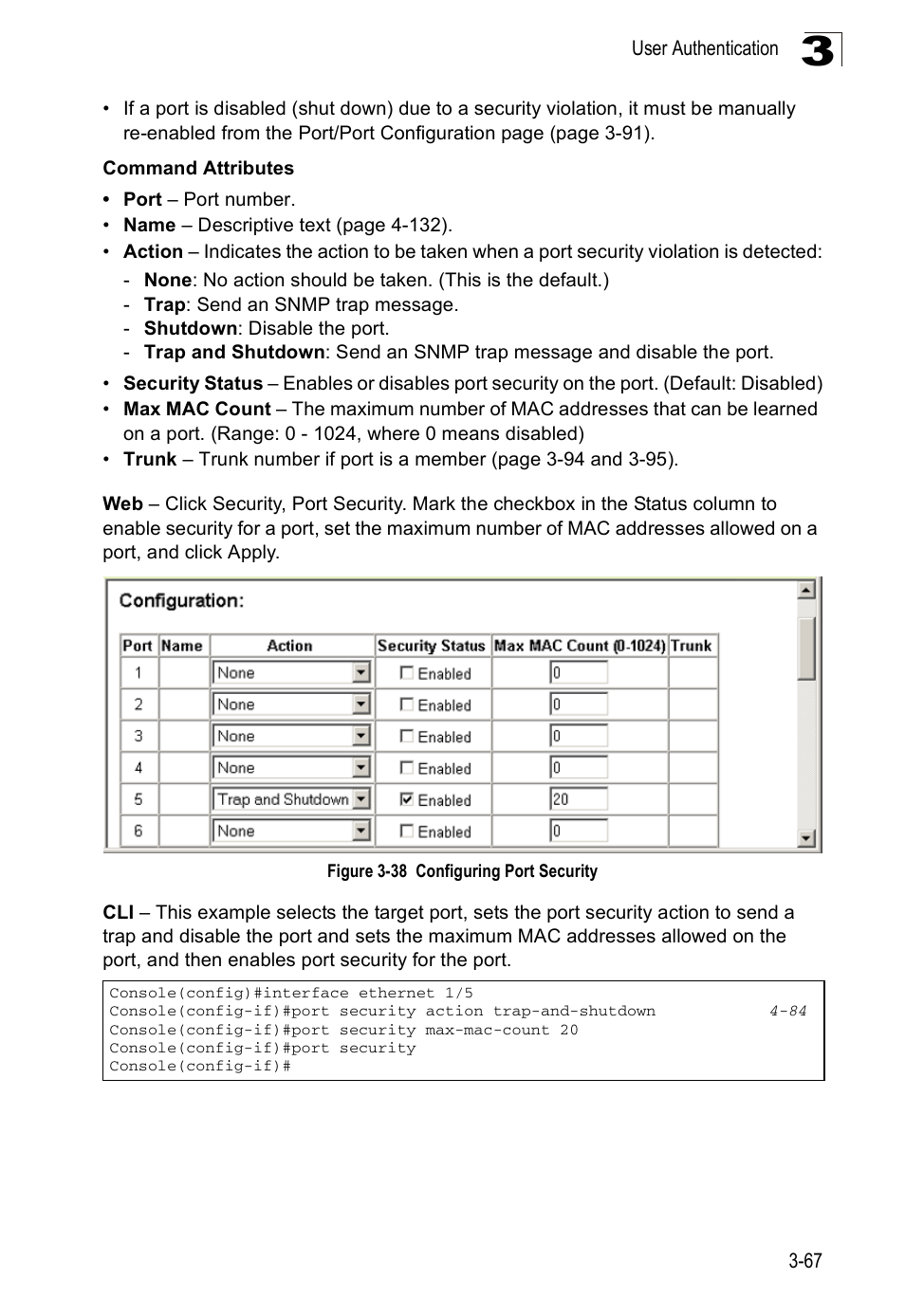 Figure 3-38 configuring port security | Accton Technology ES3526XA User Manual | Page 111 / 512