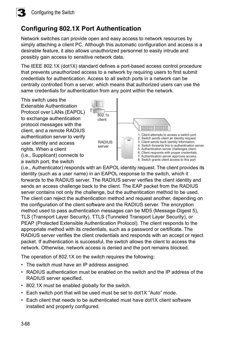 Configuring 802.1x port authentication | Accton Technology ES3526XA User Manual | Page 112 / 512