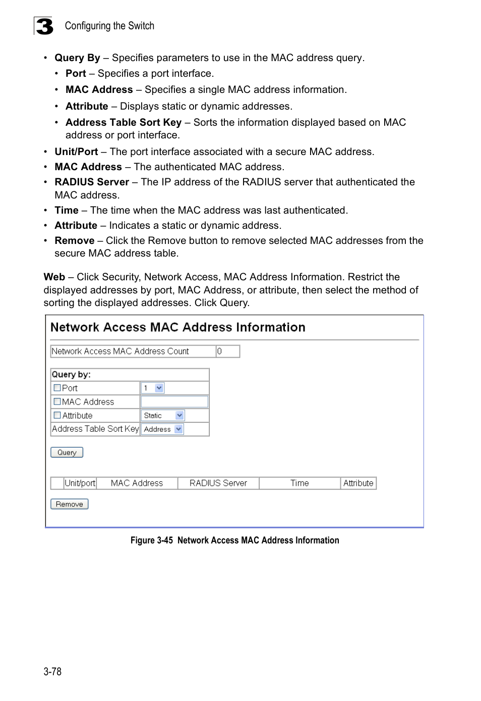 Figure 3-45, Network access mac address information | Accton Technology ES3526XA User Manual | Page 122 / 512