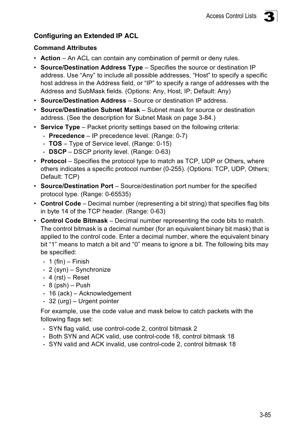 Configuring an extended ip acl | Accton Technology ES3526XA User Manual | Page 129 / 512