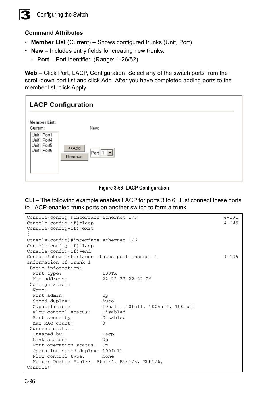 Figure 3-56, Lacp configuration | Accton Technology ES3526XA User Manual | Page 140 / 512