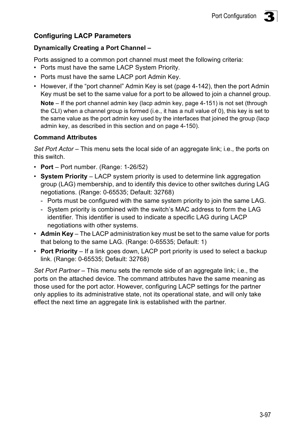 Configuring lacp parameters | Accton Technology ES3526XA User Manual | Page 141 / 512