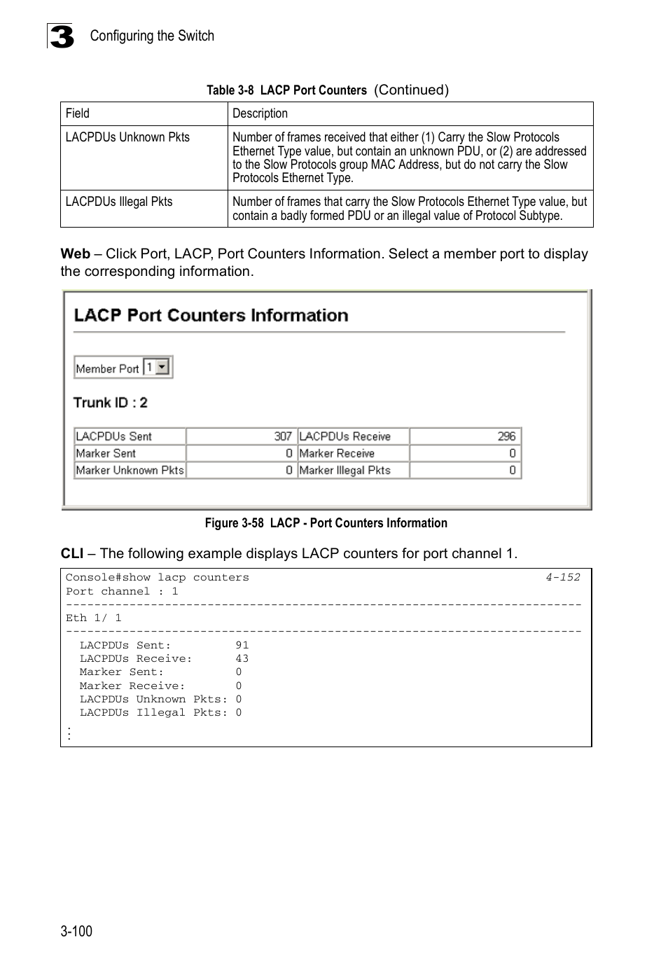 Figure 3-58, Lacp - port counters information | Accton Technology ES3526XA User Manual | Page 144 / 512