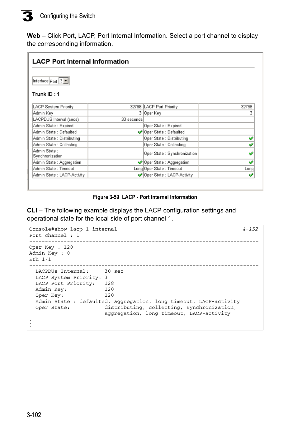 Figure 3-59, Lacp - port internal information | Accton Technology ES3526XA User Manual | Page 146 / 512