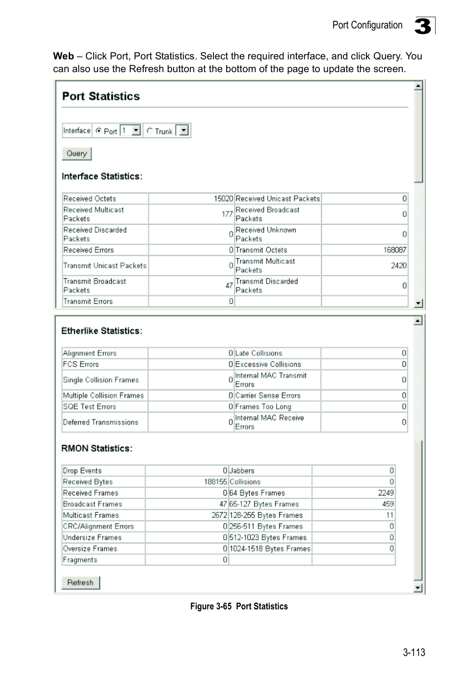 Figure 3-65, Port statistics | Accton Technology ES3526XA User Manual | Page 157 / 512