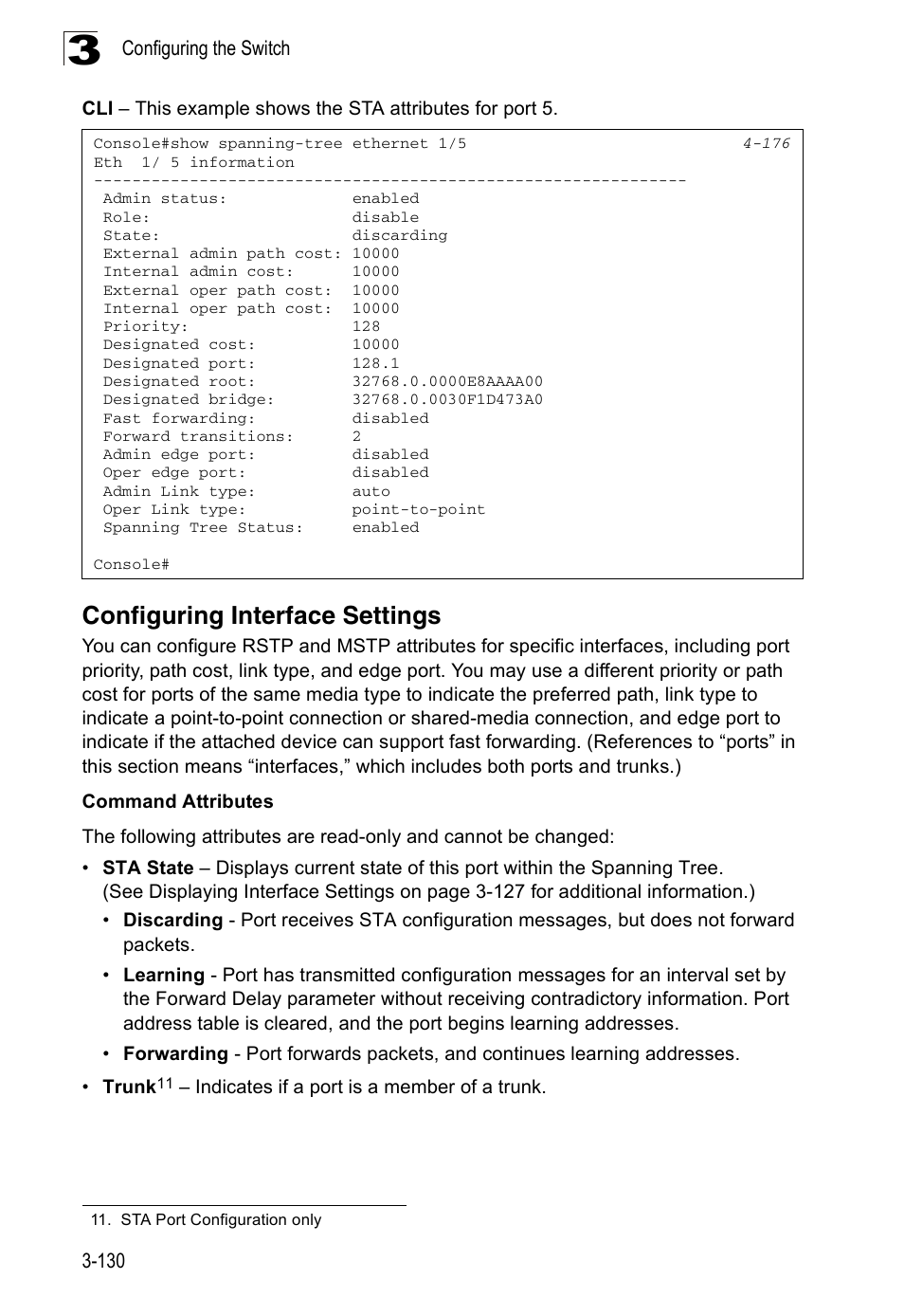 Configuring interface settings | Accton Technology ES3526XA User Manual | Page 174 / 512