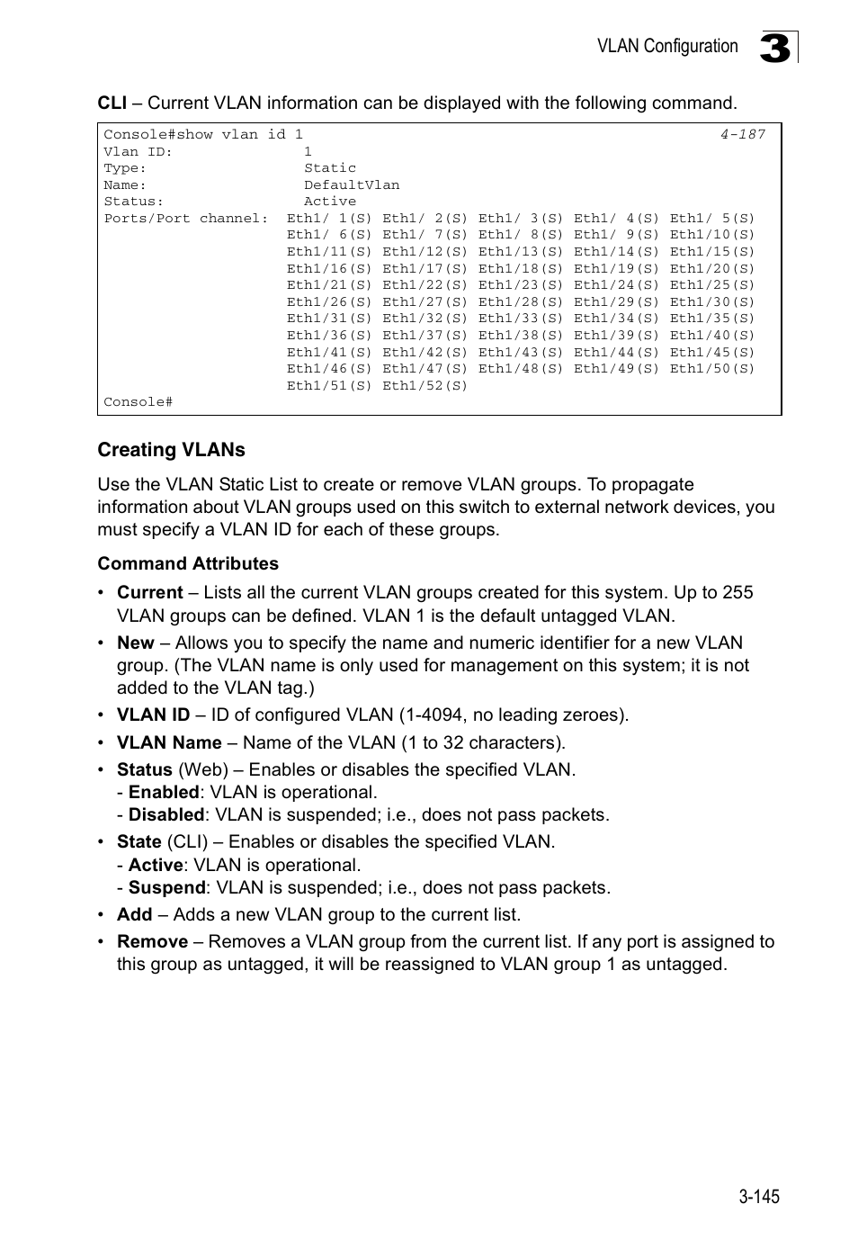 Creating vlans | Accton Technology ES3526XA User Manual | Page 189 / 512