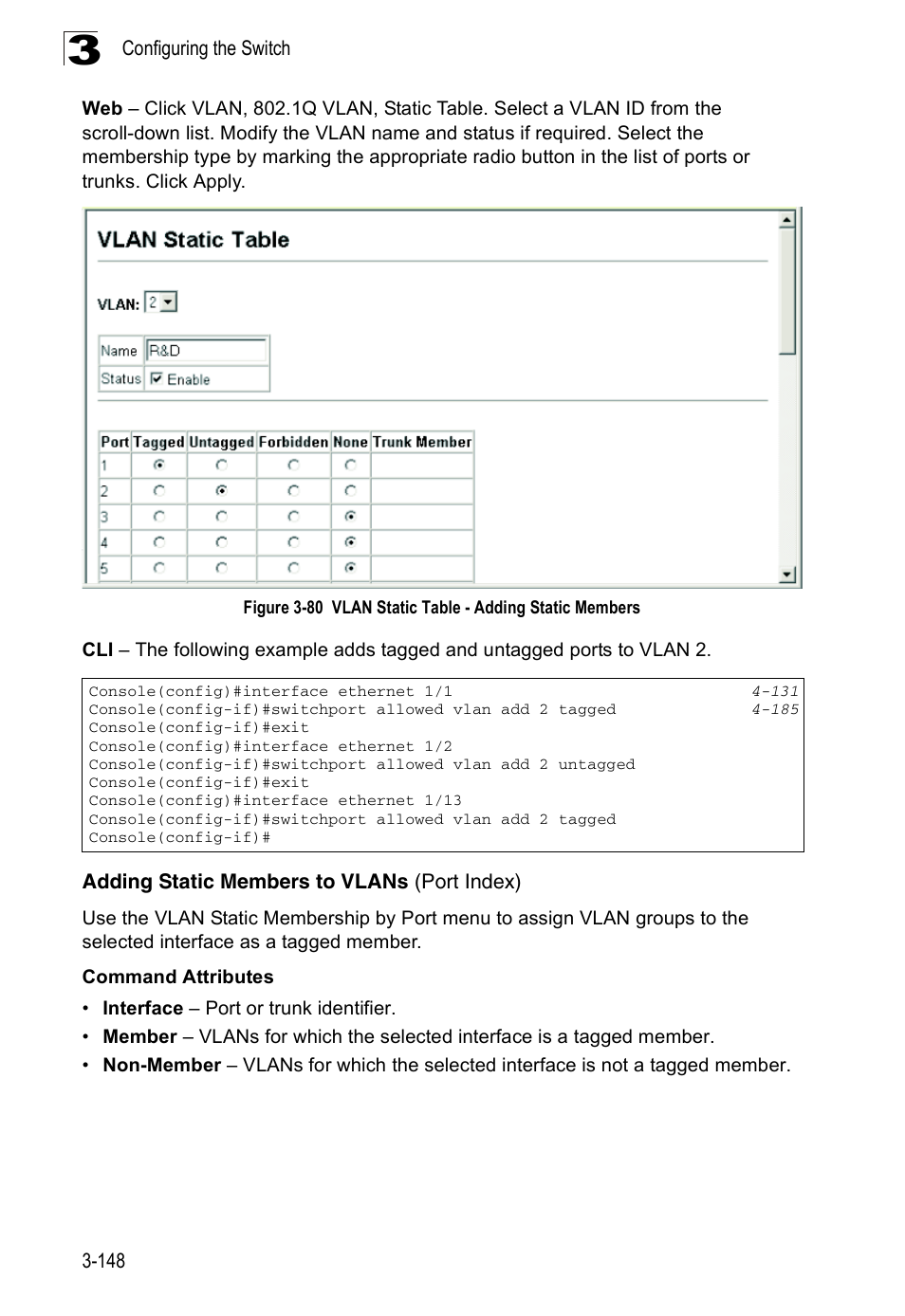 Adding static members to vlans (port index), Figure 3-80, Vlan static table - adding static members | Accton Technology ES3526XA User Manual | Page 192 / 512