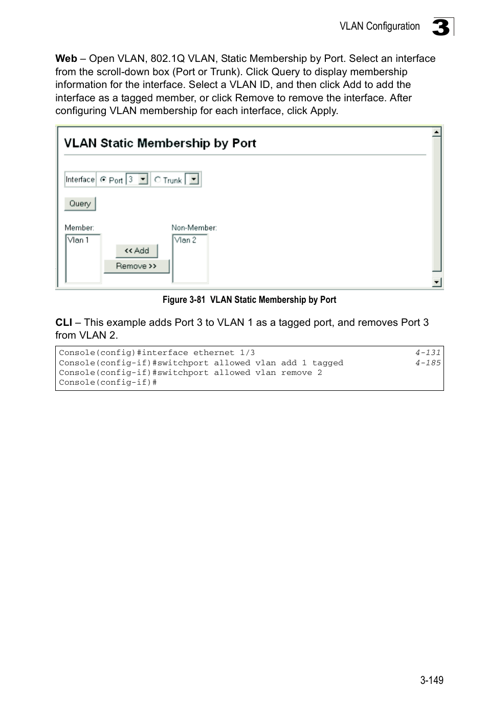 Figure 3-81, Vlan static membership by port | Accton Technology ES3526XA User Manual | Page 193 / 512