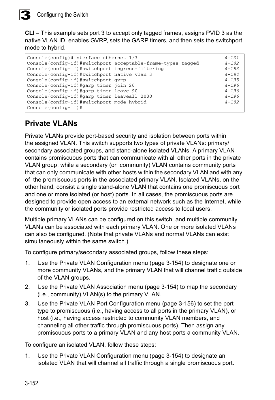 Private vlans | Accton Technology ES3526XA User Manual | Page 196 / 512