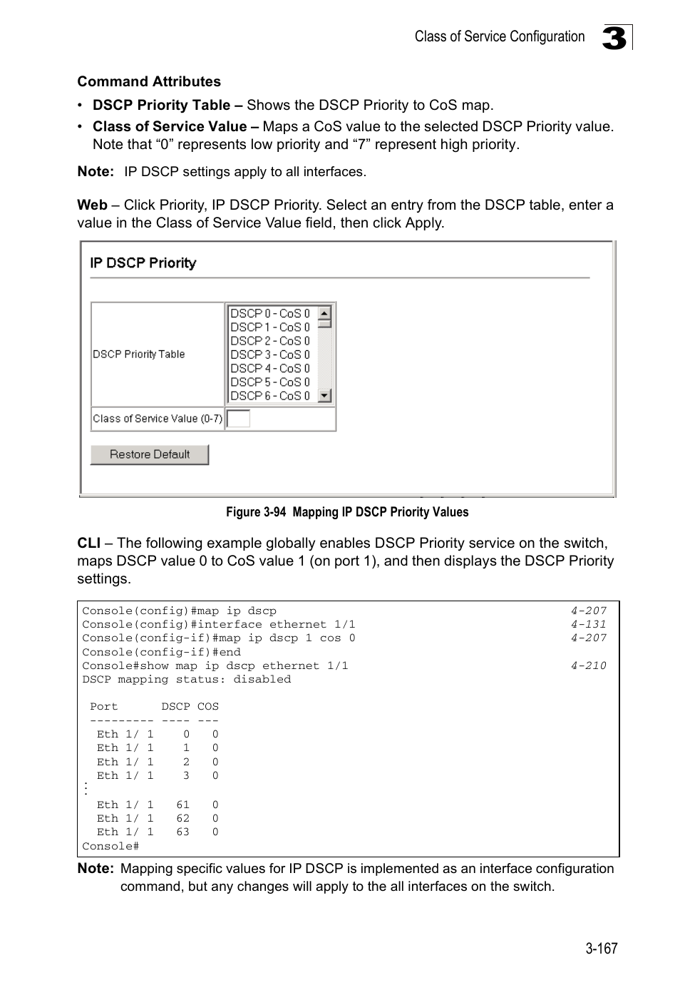 Figure 3-94 mapping ip dscp priority values | Accton Technology ES3526XA User Manual | Page 211 / 512