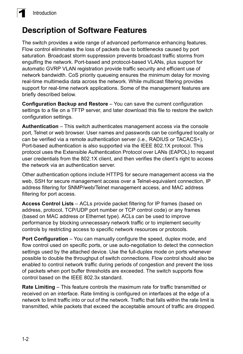 Description of software features | Accton Technology ES3526XA User Manual | Page 28 / 512