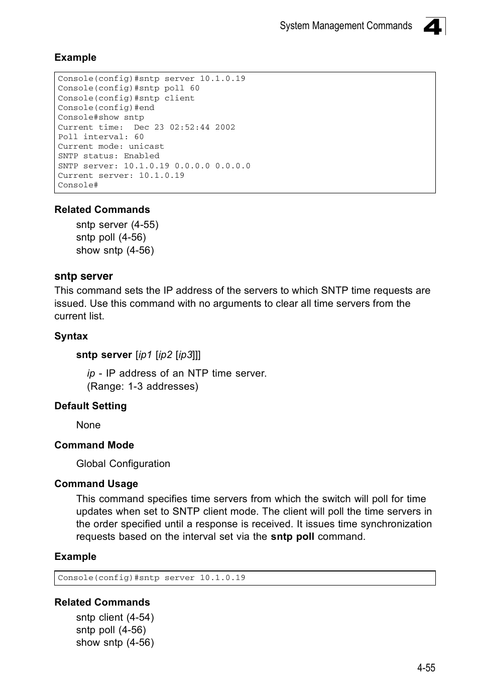 Sntp server | Accton Technology ES3526XA User Manual | Page 297 / 512