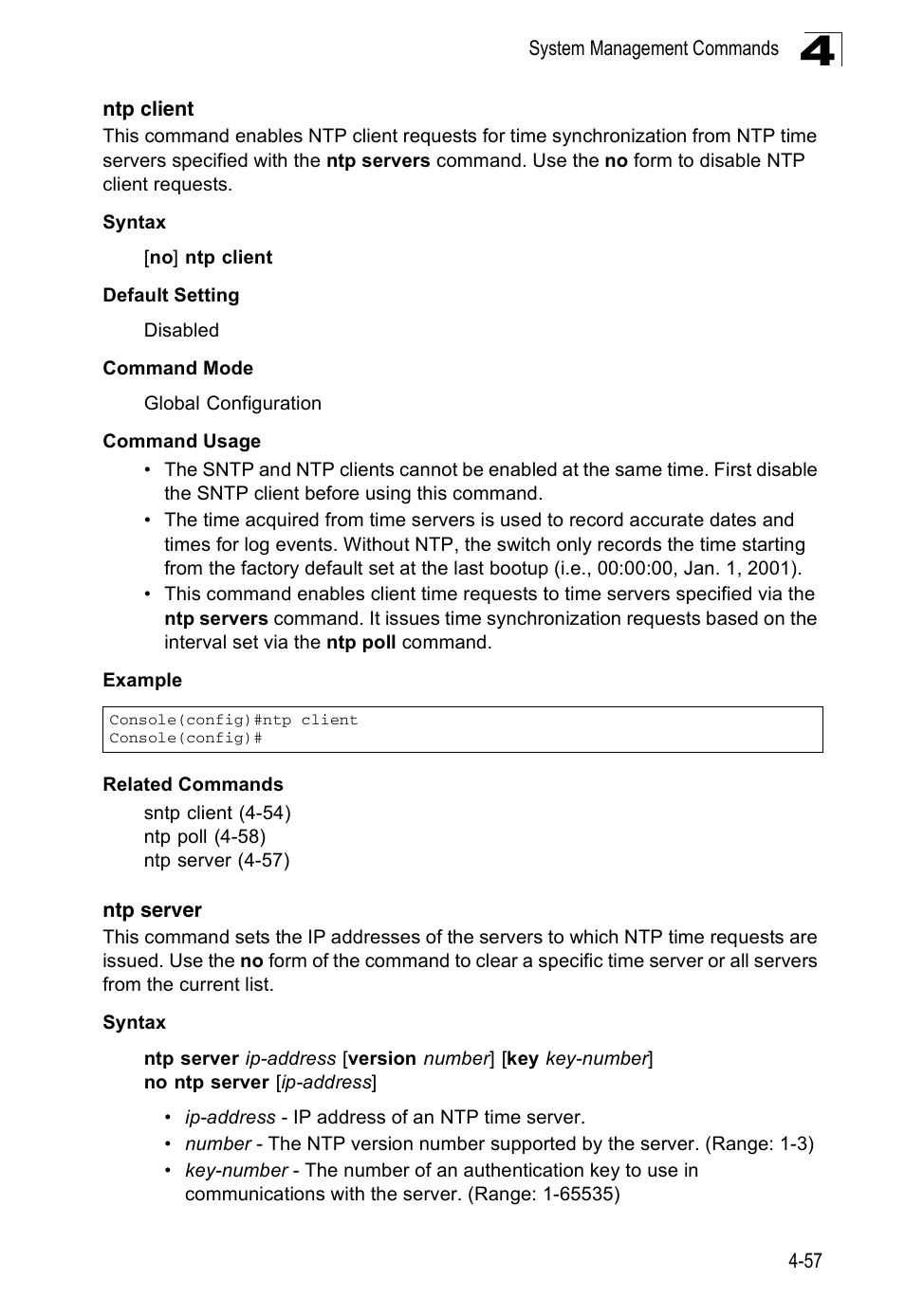 Ntp client, Ntp server | Accton Technology ES3526XA User Manual | Page 299 / 512