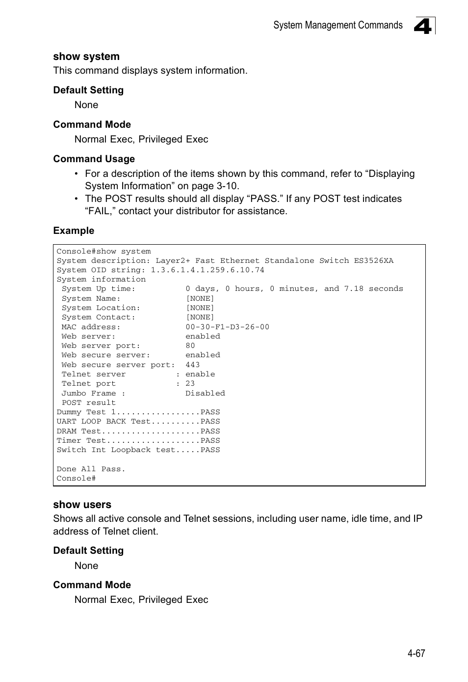 Show system, Show users | Accton Technology ES3526XA User Manual | Page 309 / 512