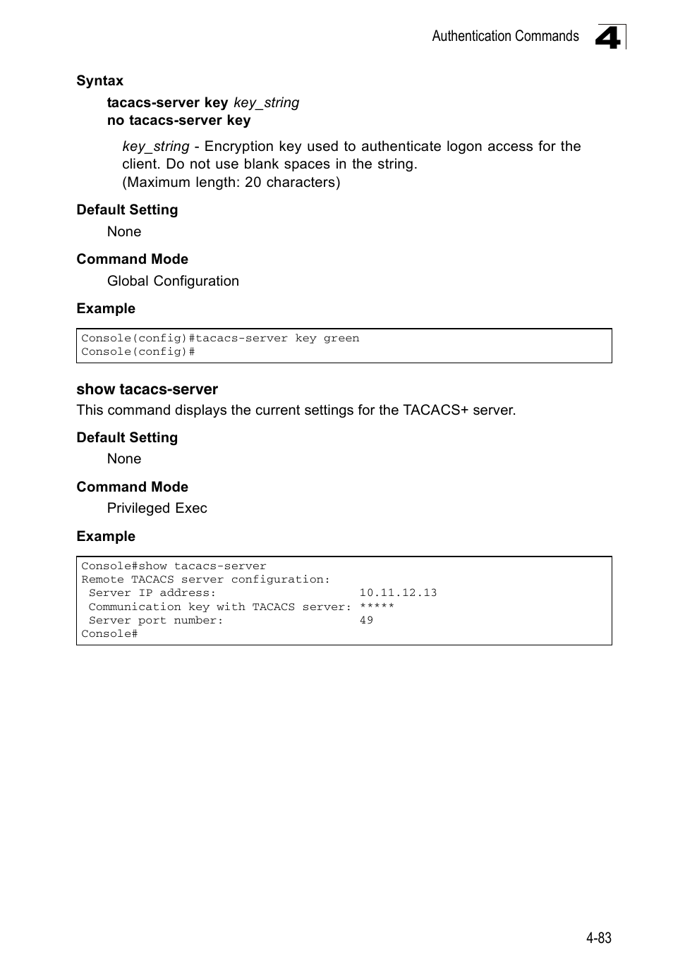Show tacacs-server | Accton Technology ES3526XA User Manual | Page 325 / 512