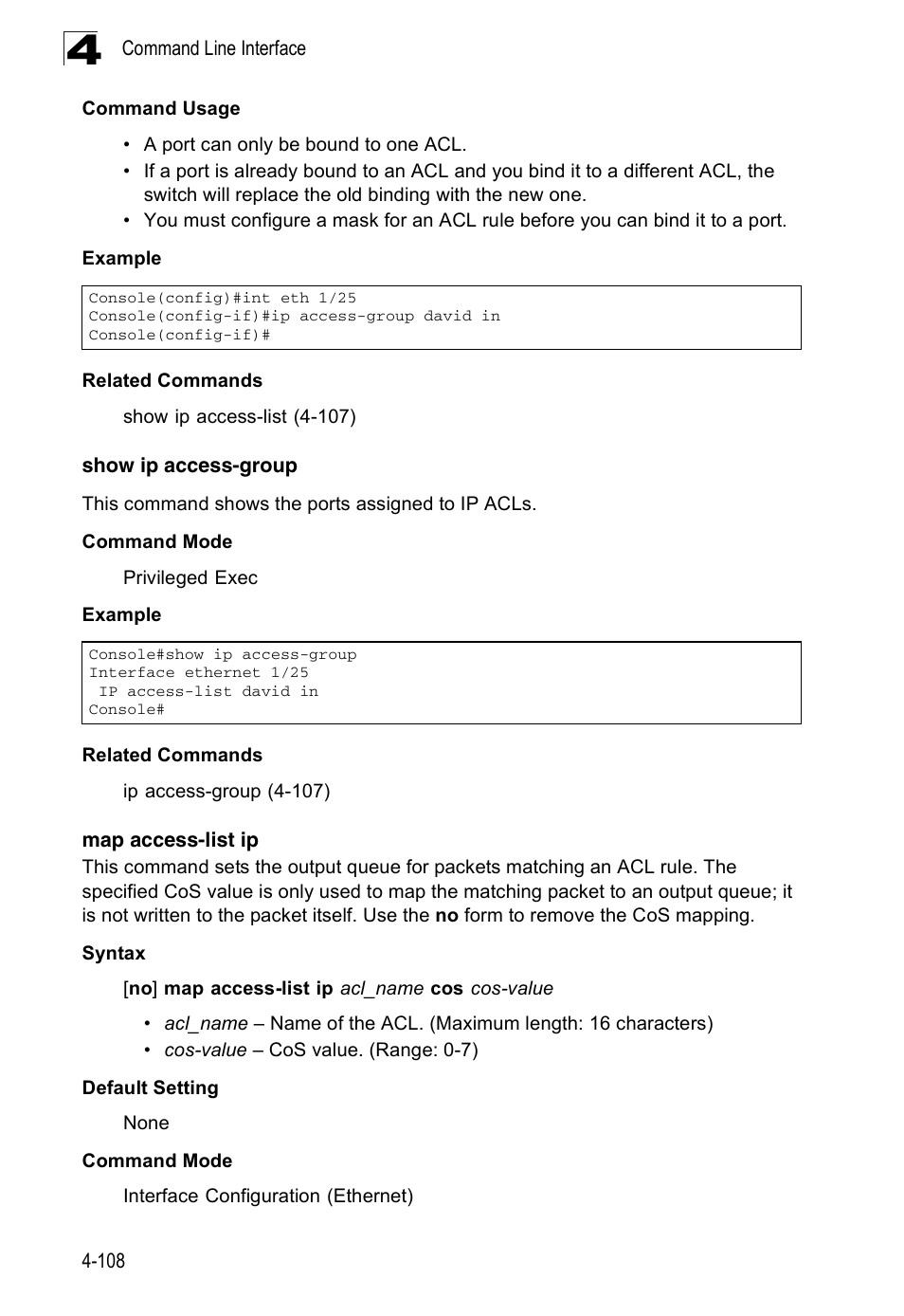 Show ip access-group, Map access-list ip | Accton Technology ES3526XA User Manual | Page 350 / 512