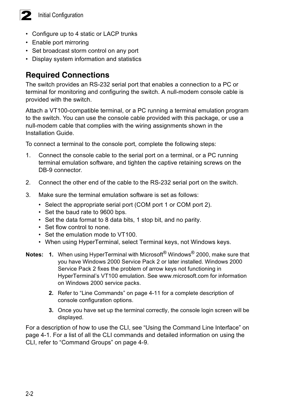Required connections | Accton Technology ES3526XA User Manual | Page 36 / 512