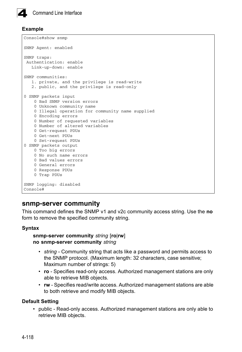 Snmp-server community | Accton Technology ES3526XA User Manual | Page 360 / 512