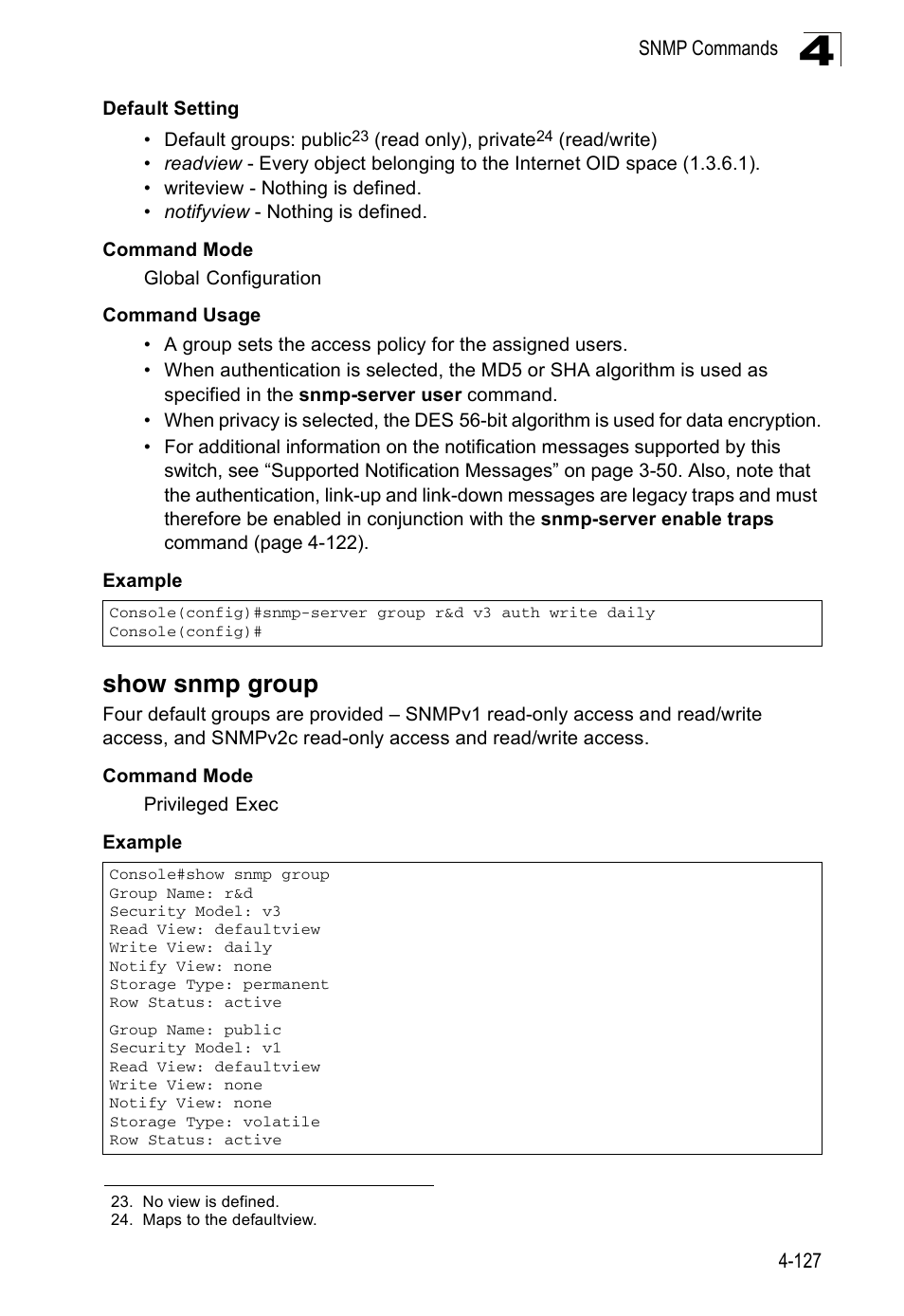 Show snmp group | Accton Technology ES3526XA User Manual | Page 369 / 512