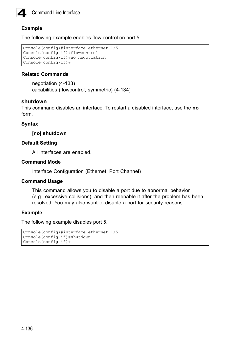 Shutdown, Shutdown 4-136, Shutdown co | Shutdown (4-136) | Accton Technology ES3526XA User Manual | Page 378 / 512