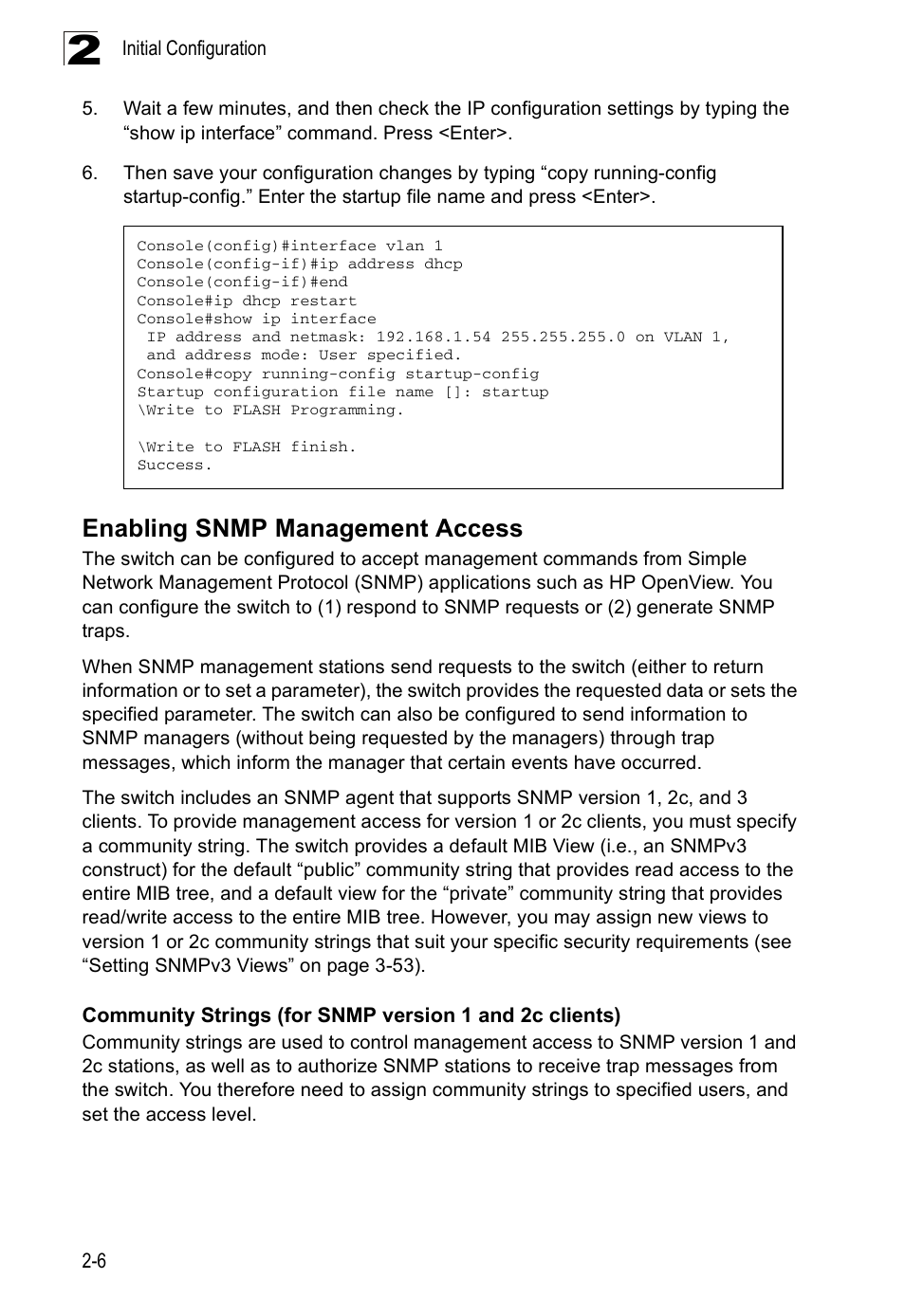 Enabling snmp management access | Accton Technology ES3526XA User Manual | Page 40 / 512