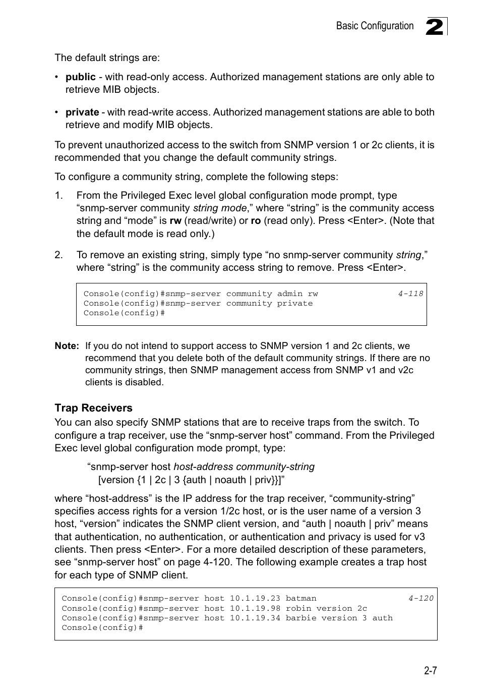 Trap receivers | Accton Technology ES3526XA User Manual | Page 41 / 512