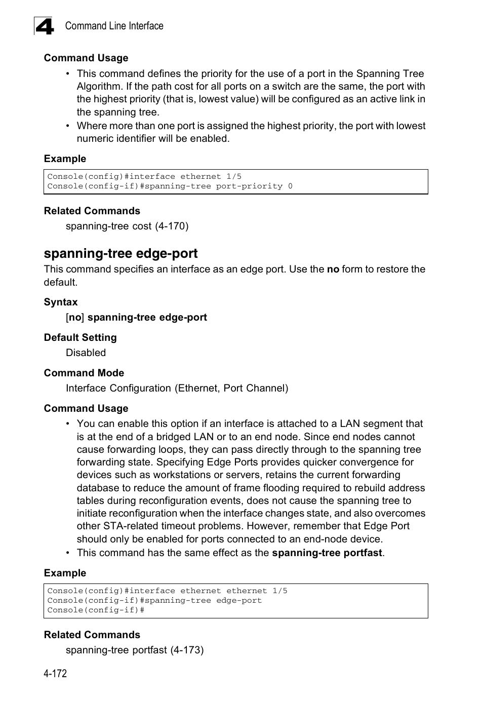 Spanning-tree edge-port | Accton Technology ES3526XA User Manual | Page 414 / 512