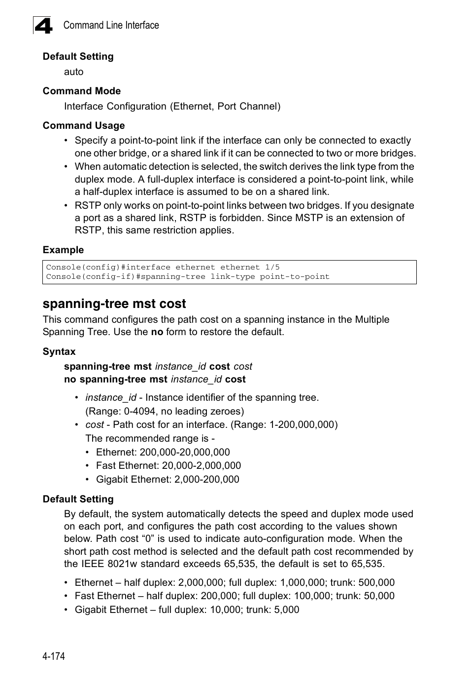 Spanning-tree mst cost | Accton Technology ES3526XA User Manual | Page 416 / 512